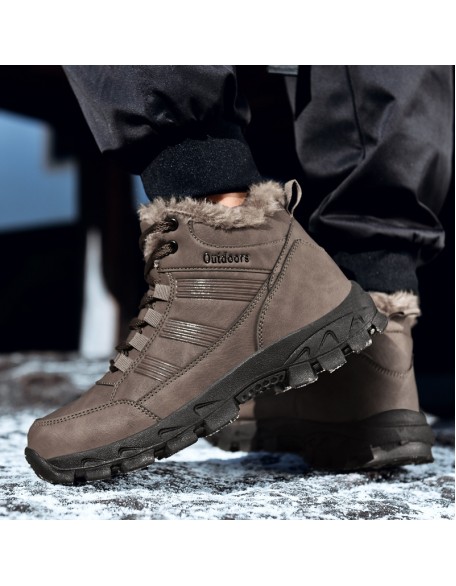 Winter Men Boots Waterproof Warm Fur Snow Boots Men Outdoor