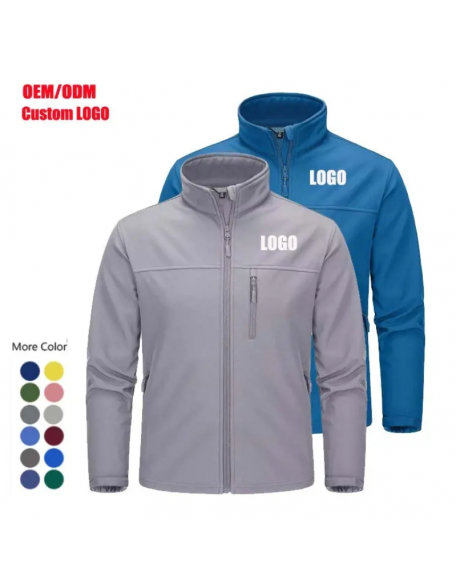 OEM Outdoor Custom Logo Safari Waterproof Windproof Delivery Staff Uniform Sports Men Softshell Jacket